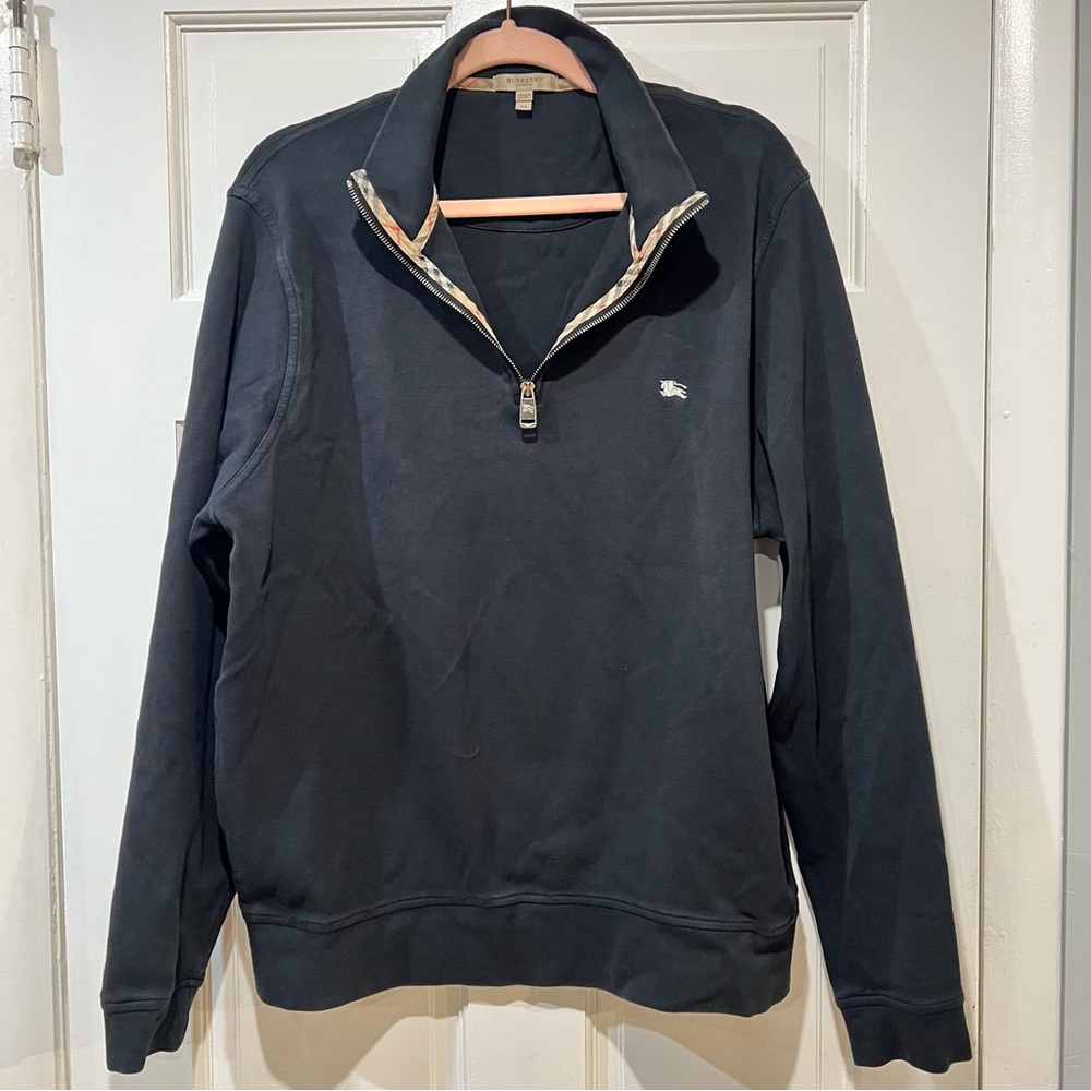 Burberry London Mens Cotton Quarter Zip Pullover Jacket Size XL